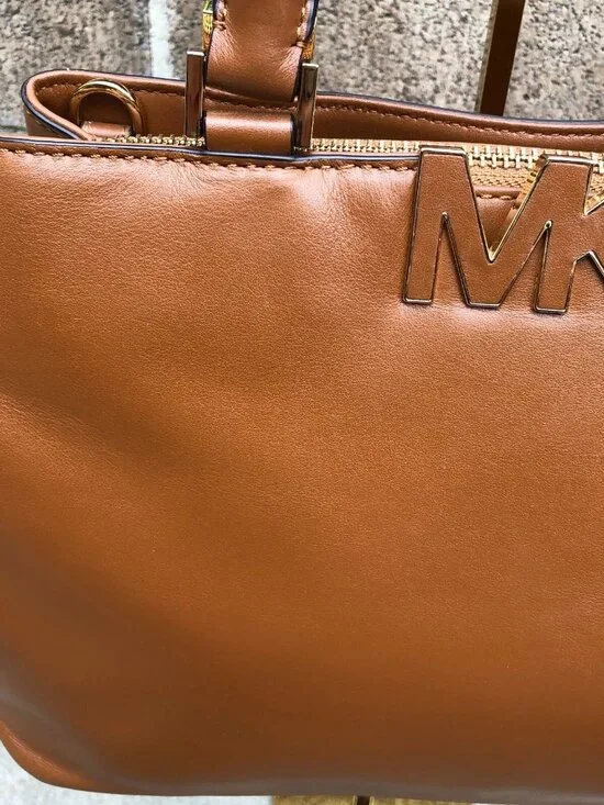 MICHAEL KORS Florence Satchel Purse Leather Brown Top Handle Hand Bag Shoulder - Picture 8 of 16